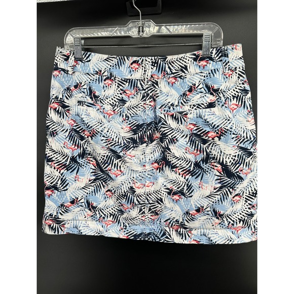 Christopher & Banks Pants - Christopher & Banks‎ Women's 12P Skort Pink Flamingo White Blue Leaf Tennis Golf